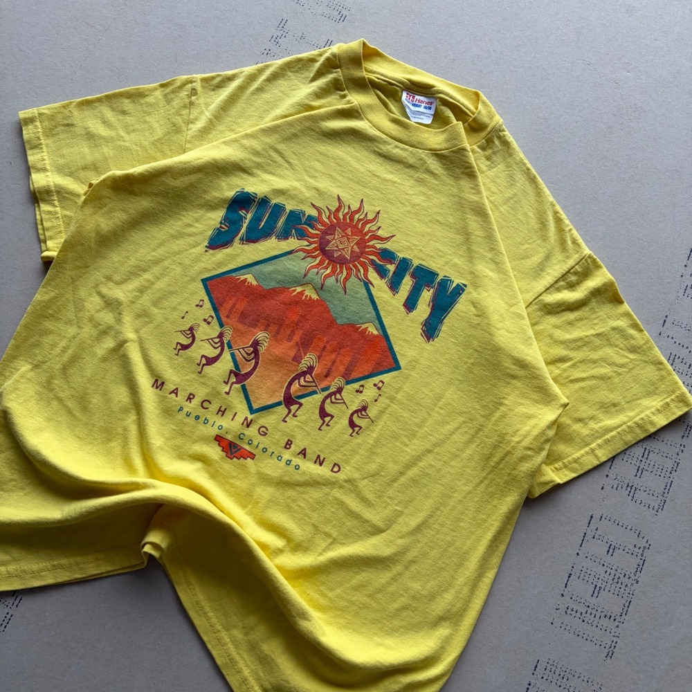 Vintage 90s Hanes Sun City Rare niche Single stitch Marching Band T-shirt
